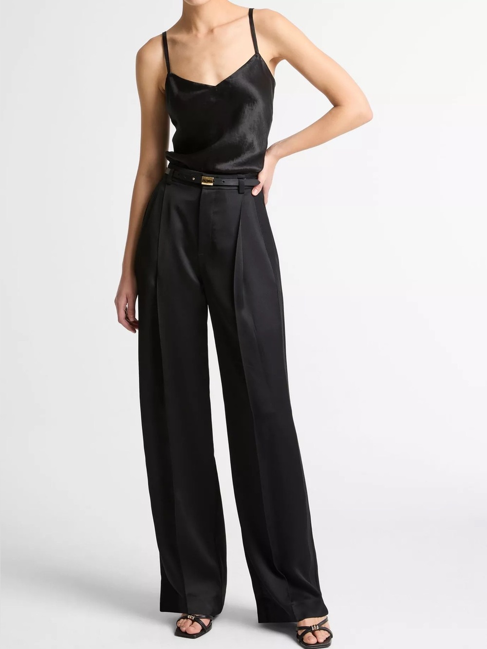 Vince size 6 High Waist Fluid Satin Wide Leg Trouser pants satin
